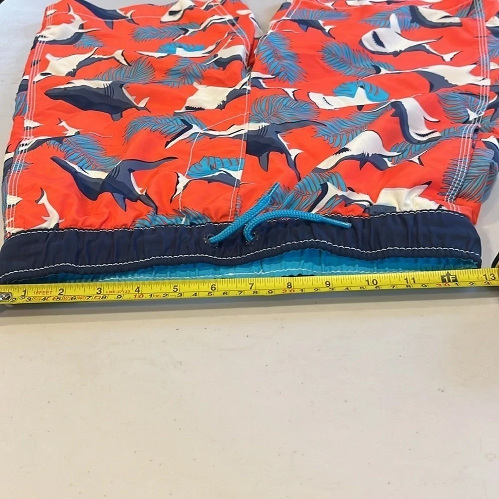 GAP Boys Red Shark Print Swim Trunks
